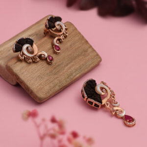 Antique Rose Gold Ruby Drop Pendant Set