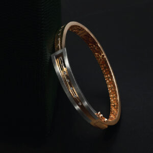 Dual Tone Diamond Frame Gold Kada for Men