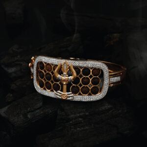 Gold Trishul Rudraksha Men's Kada Bracelet