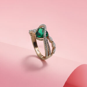 Heart Emerald Accent Rose Gold Statement Ring