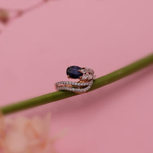 Midnight Blue Sapphire Twist Rose Gold Ring