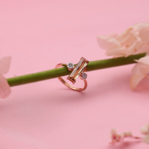 Minimal Diamond Bar Rose Gold Modern Ring