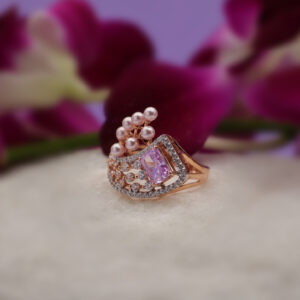 Pearl Crown Pink Sapphire Rose Gold Ring