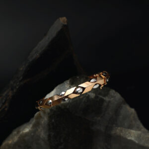 Rose Gold Angular Design Men's Gold Kada