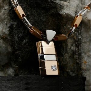 Rose gold layered diamond men's pendant