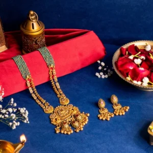 Antique South Indian Temple Necklace with Pearl Drops